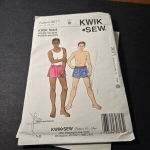 Kwik Sew 3071 sewing pattern youth boxer shorts XS-XL UNCUT
